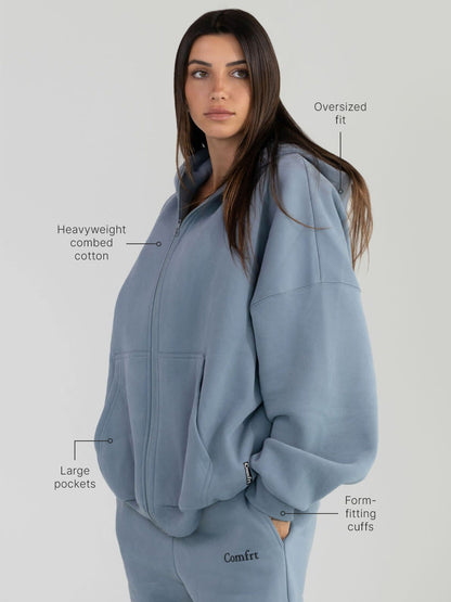 Cloud Zip Hoodie - Mega - Slouchy Zip Up Sweatshirt