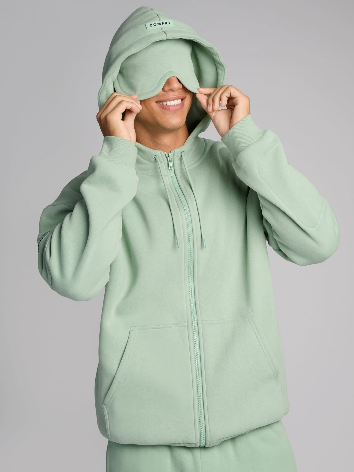 Airplane Mode Travel Zip Hoodie - Built-In Eye Mask for Sleep