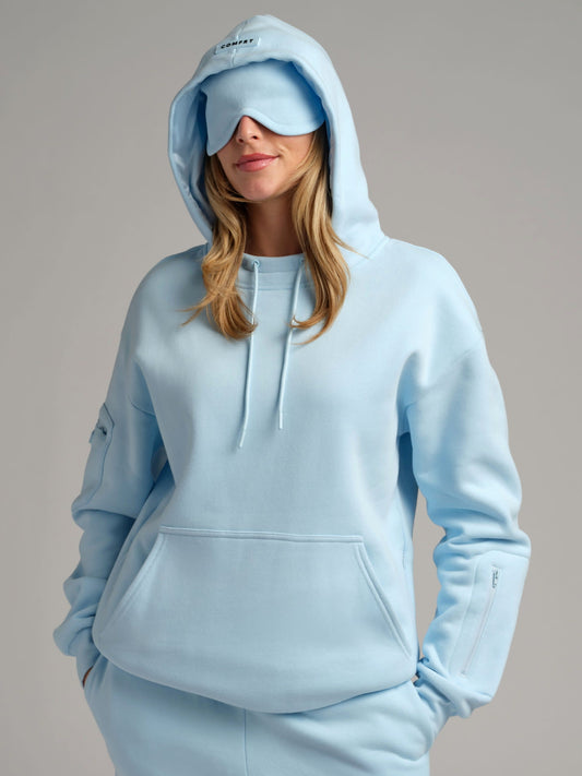 VIP Airplane Mode Travel Hoodie - Silk Lined Hood & Eye Mask