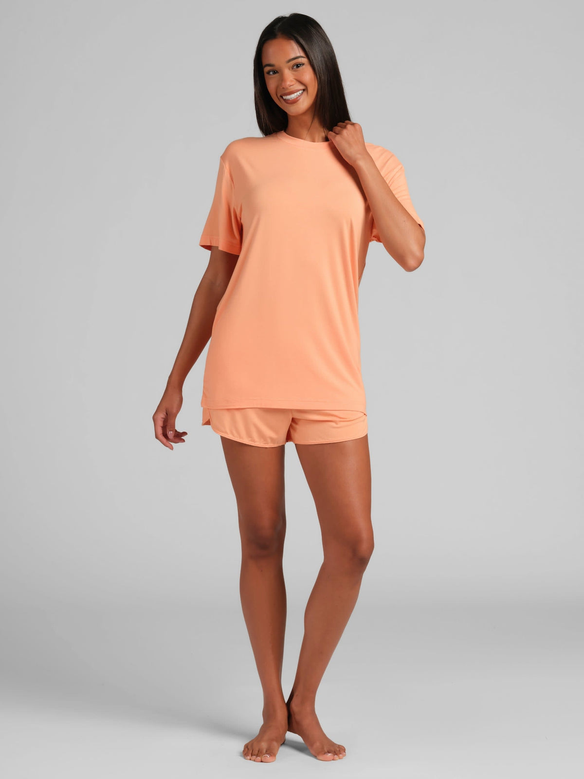 Cloud Lounge Curved Hem Shorts - Dolphin Shorts