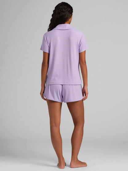 Slinky Rib Short Sleeve PJ Set - Ribbed Pajama Set