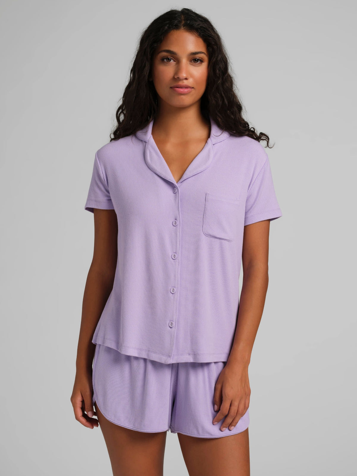 Slinky Rib Short Sleeve PJ Set - Ribbed Pajama Set
