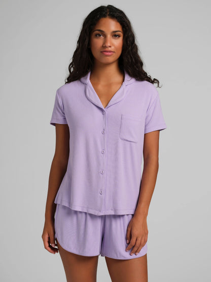 Slinky Rib Short Sleeve PJ Set - Ribbed Pajama Set