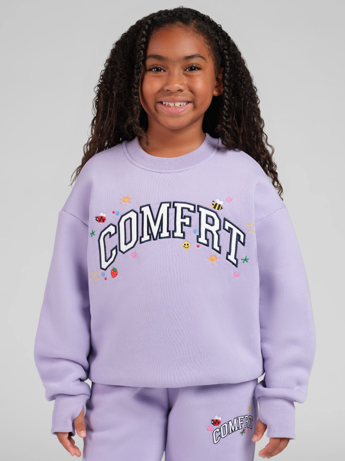 Kids Varsity Applique Crew - Embroidered Kids Crewneck Sweatshirt