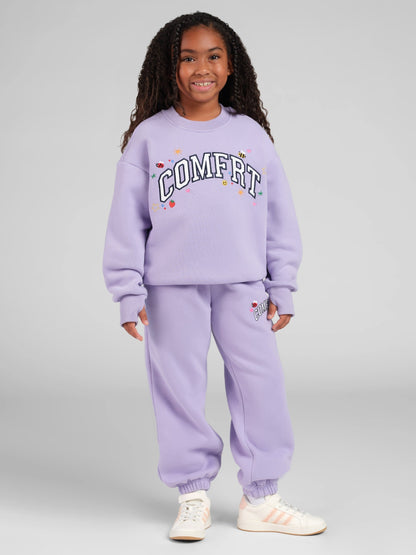 Kids Varsity Applique Crew - Embroidered Kids Crewneck Sweatshirt
