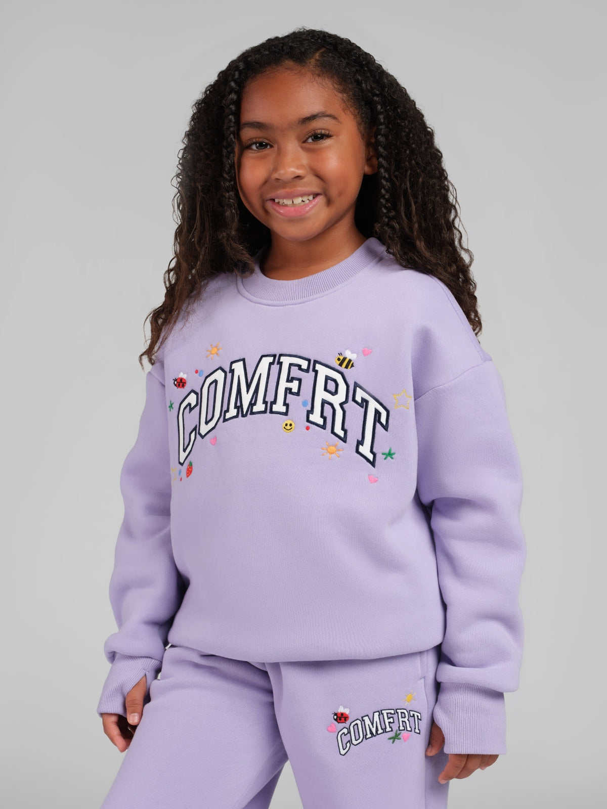 Kids Varsity Applique Crew - Embroidered Kids Crewneck Sweatshirt