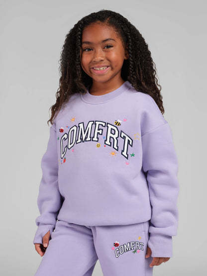 Kids Varsity Applique Crew - Embroidered Kids Crewneck Sweatshirt