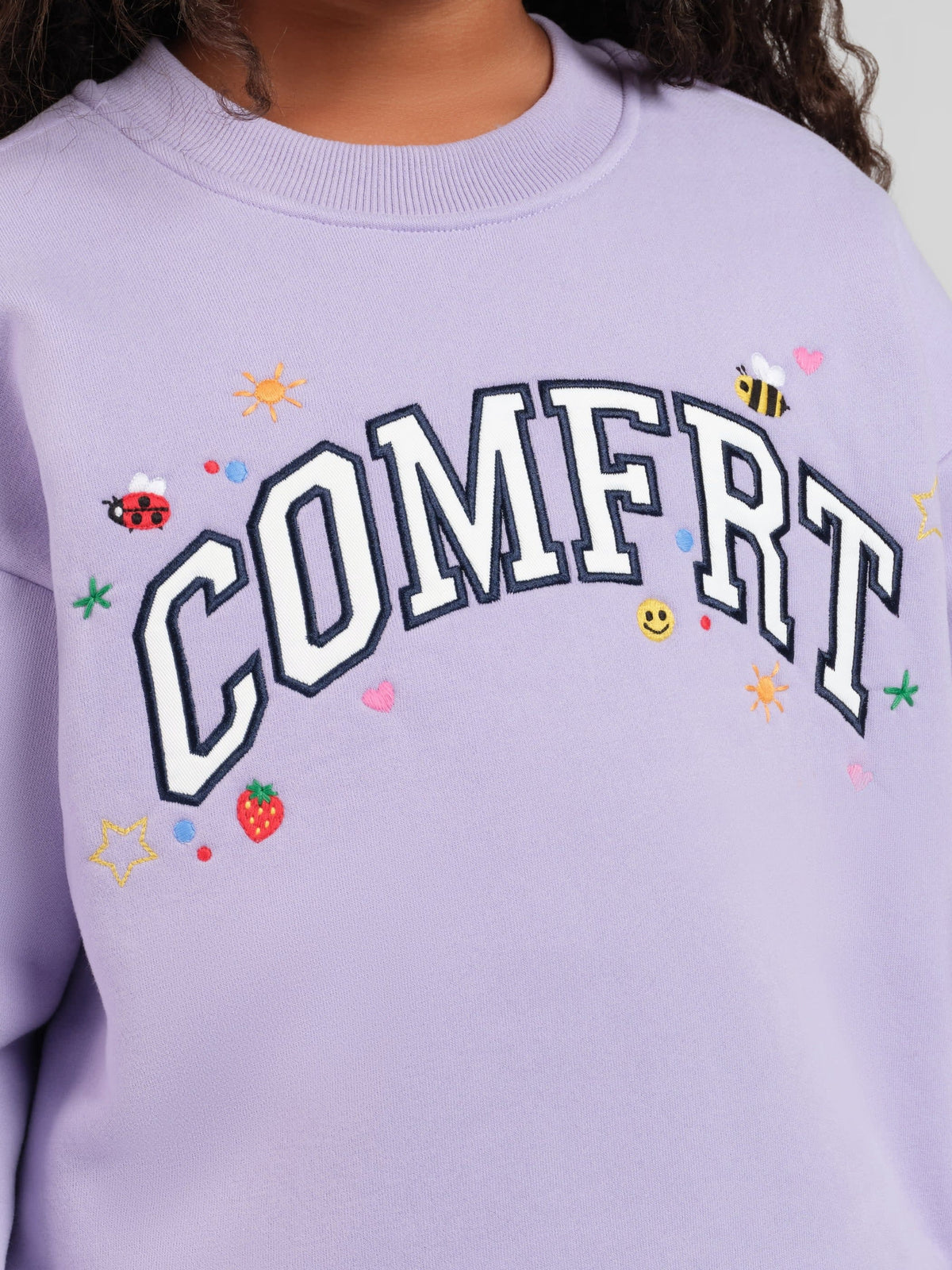 Kids Varsity Applique Crew - Embroidered Kids Crewneck Sweatshirt