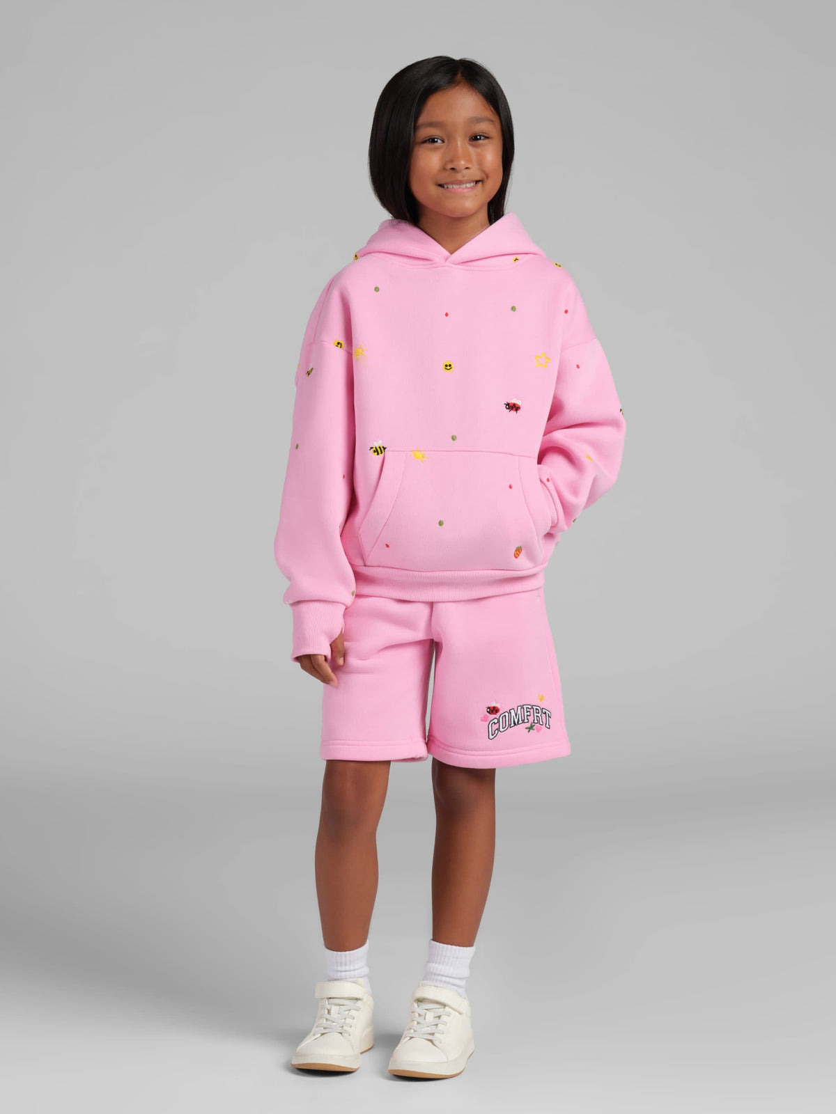Kids Allover Embroidered Hoodie - Cute Oversized Girls Hoodie