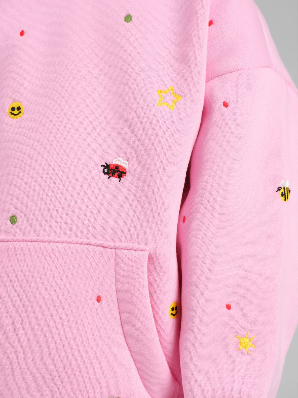 Kids Allover Embroidered Hoodie - Cute Oversized Girls Hoodie