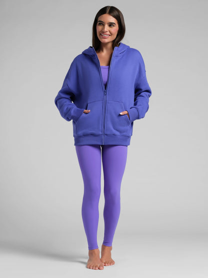 Neon Basic Crop Zip Hoodie
