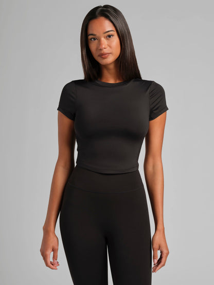 ComfrtCore Crop Tee - Fitted Athleisure Cropped Tee