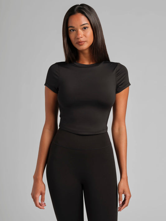 ComfrtCore Crop Tee - Fitted Athleisure Cropped Tee