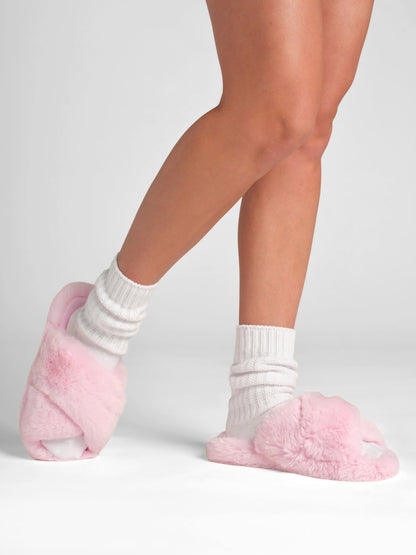 Dreamer Crossover Slipper - Fluffy Open Toe