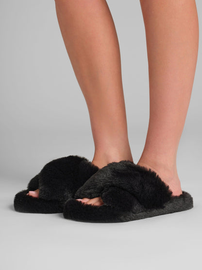 Dreamer Crossover Slipper - Fluffy Open Toe